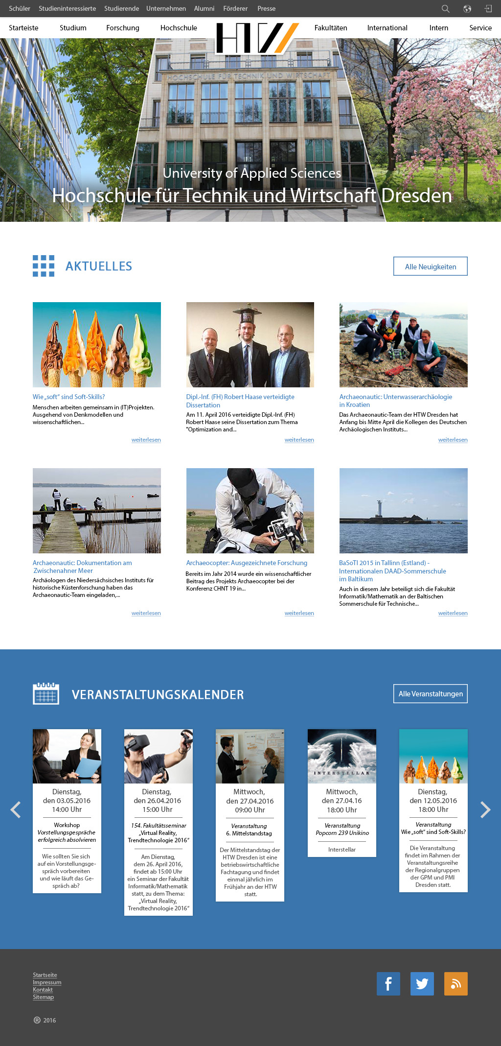 Preview Image for Design Concept for HTW Dresden Homepage